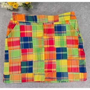 Loudmouth Ladies Golf Skirt Skort Patchwork Plaid Multicolor Cotton Size 8